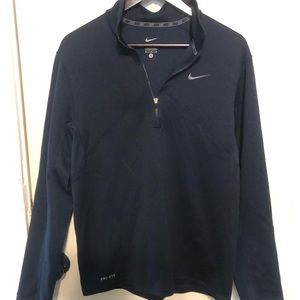 Navy Nike Pull Over Quarter ZIP - Size M